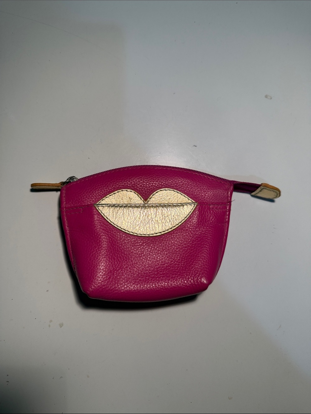 Lips Leather Zipper Pouch